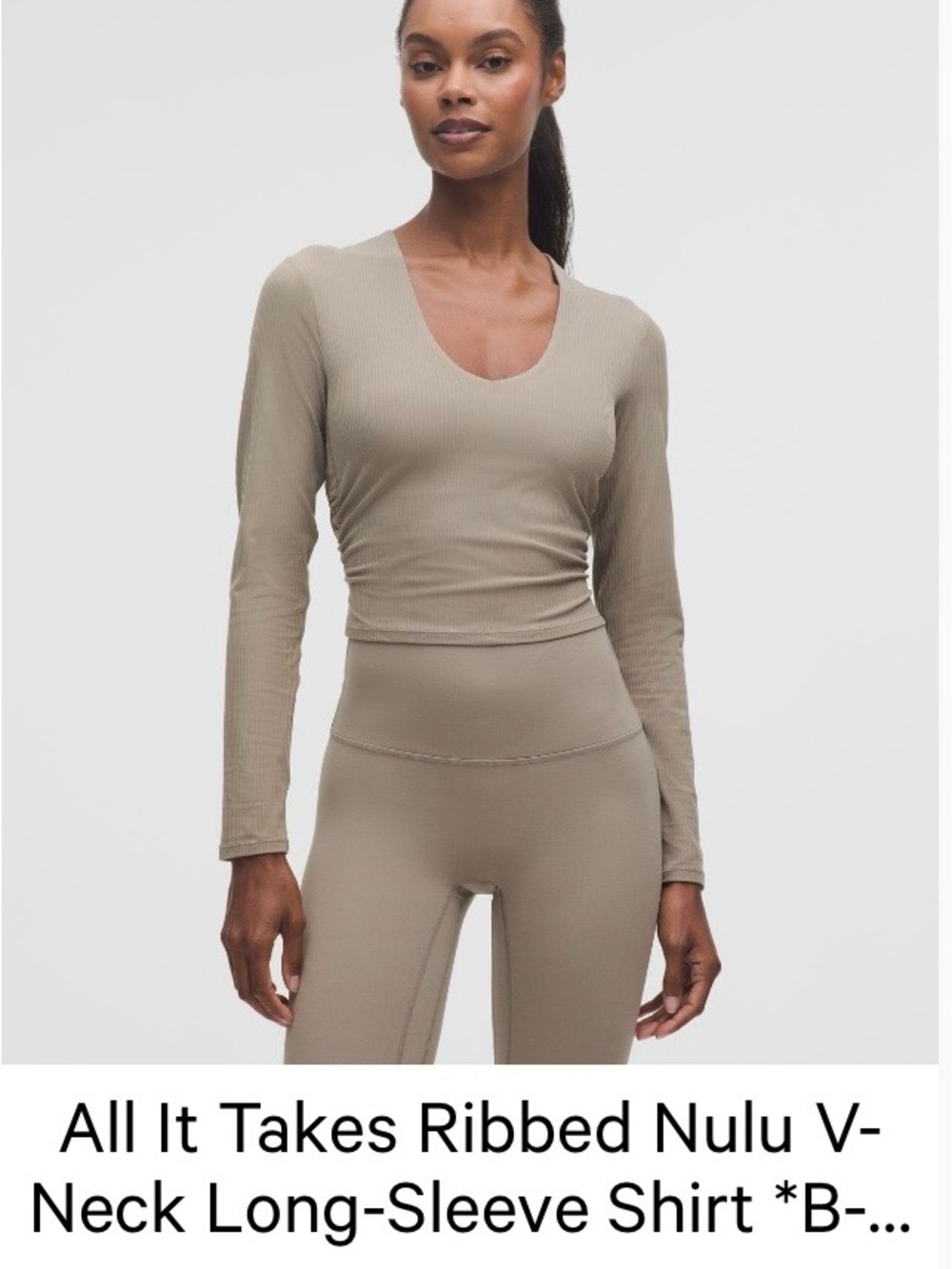 lululemon athletica Ribbed V-Neck Long-Sleeve Top - Taupe